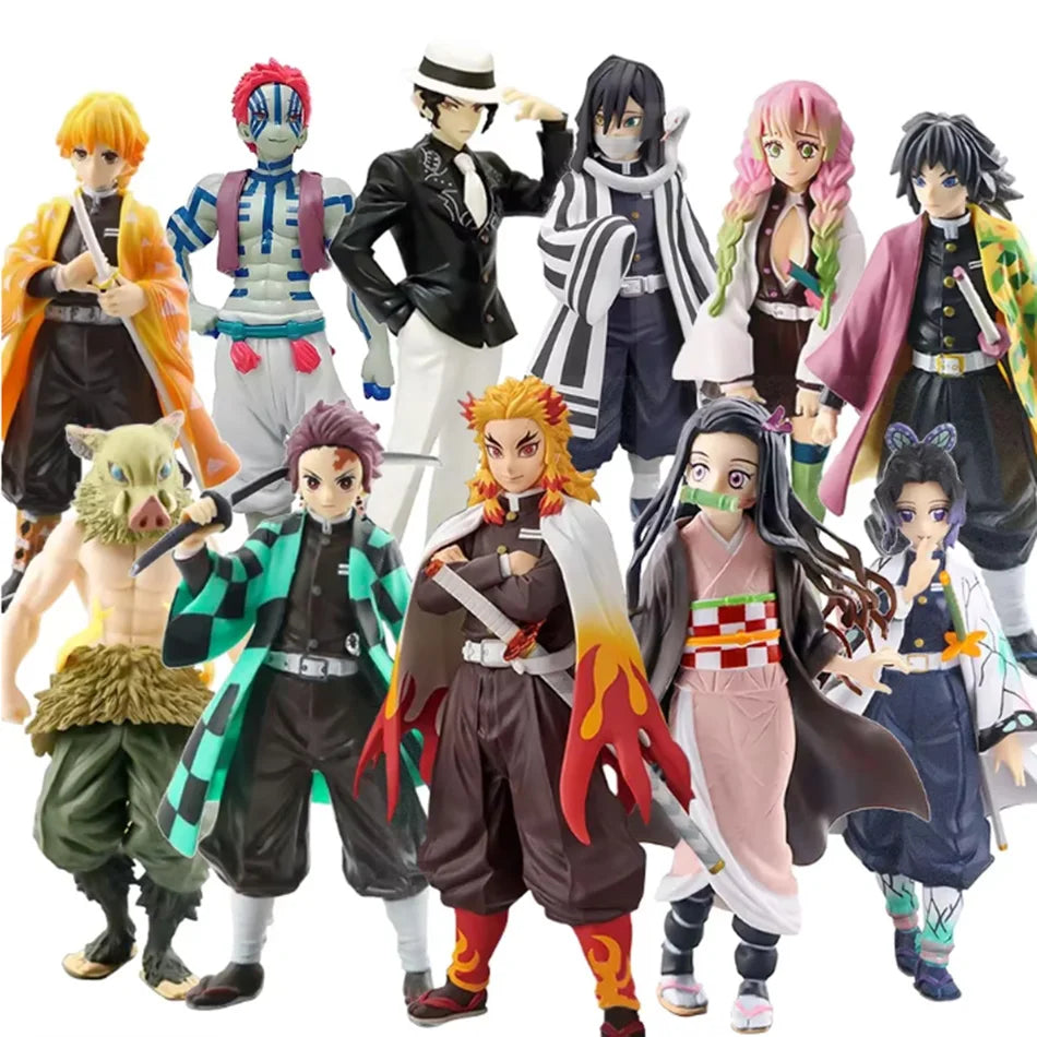 Demon Slayer Kimetsu no Yaiba Figure Kamado Tanjirou Agatsuma Zenitsu Nezuko PVC Model Toys Anime Character Warrior Figure