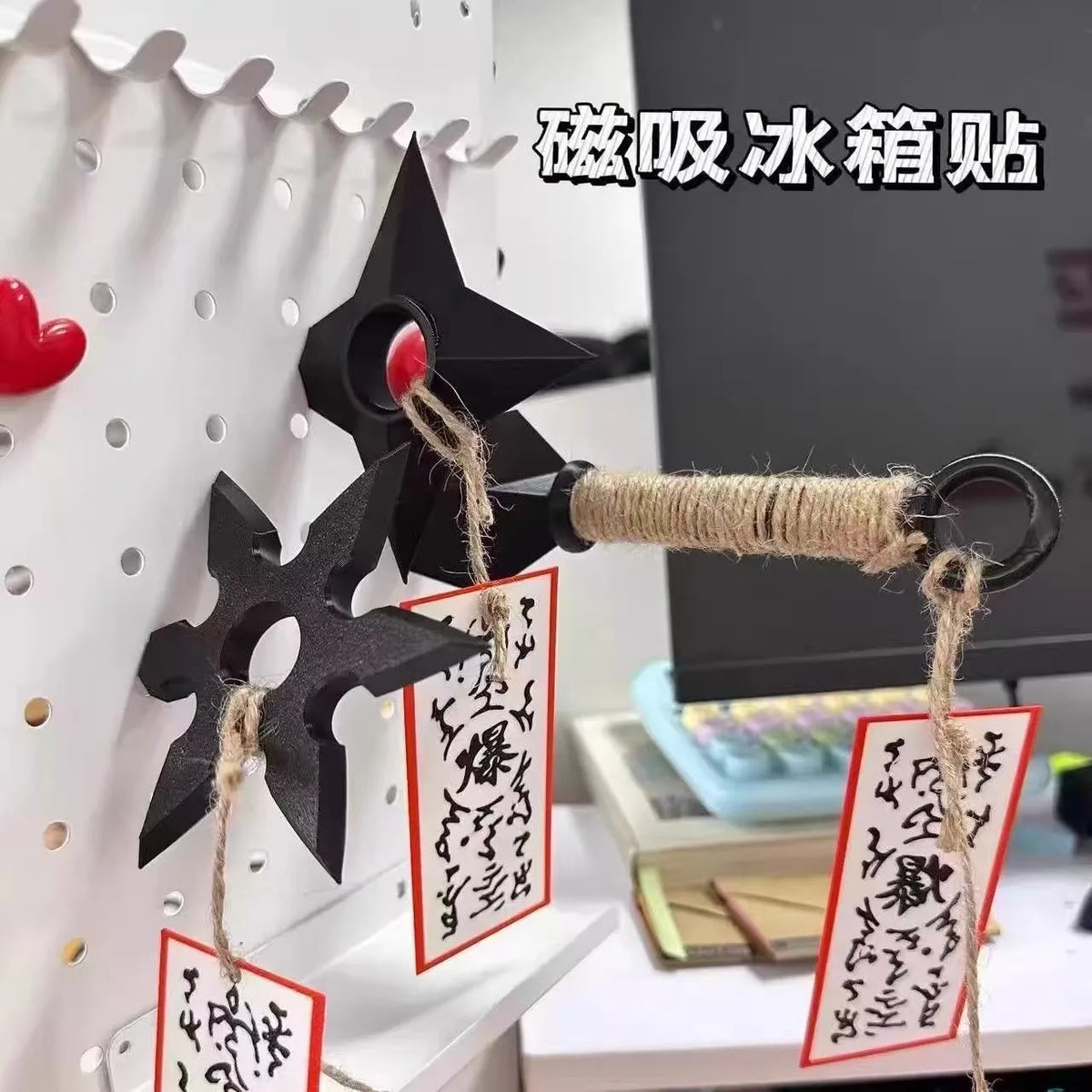 Hot Anime Ninja Kunai Fridge Magnet Toys Cartoon Cosplay Props PVC Shuriken Model Decoration Refrigerator Magnets Toys Boys Gift