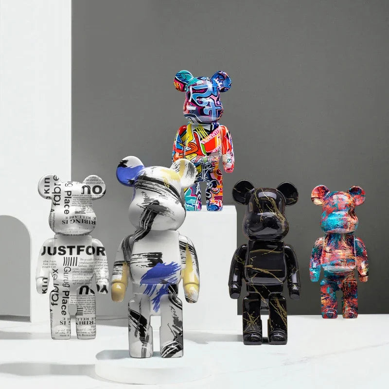 27cm/10Inches Graffiti Bear Figurine Home Decor Animal Abstract Ornament Storage Money Jar Modern Room Sculpture Table Decor