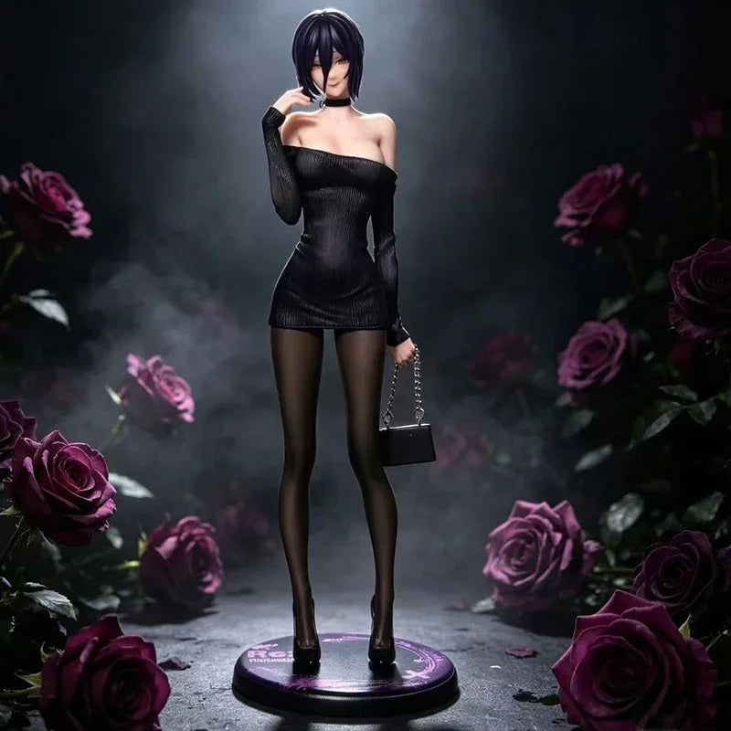 Anime Reze Character Figure Black Off-shoulder Dress PVC Statue Model Desktop Ornament Collectible Figurine Gift for Anime Fans