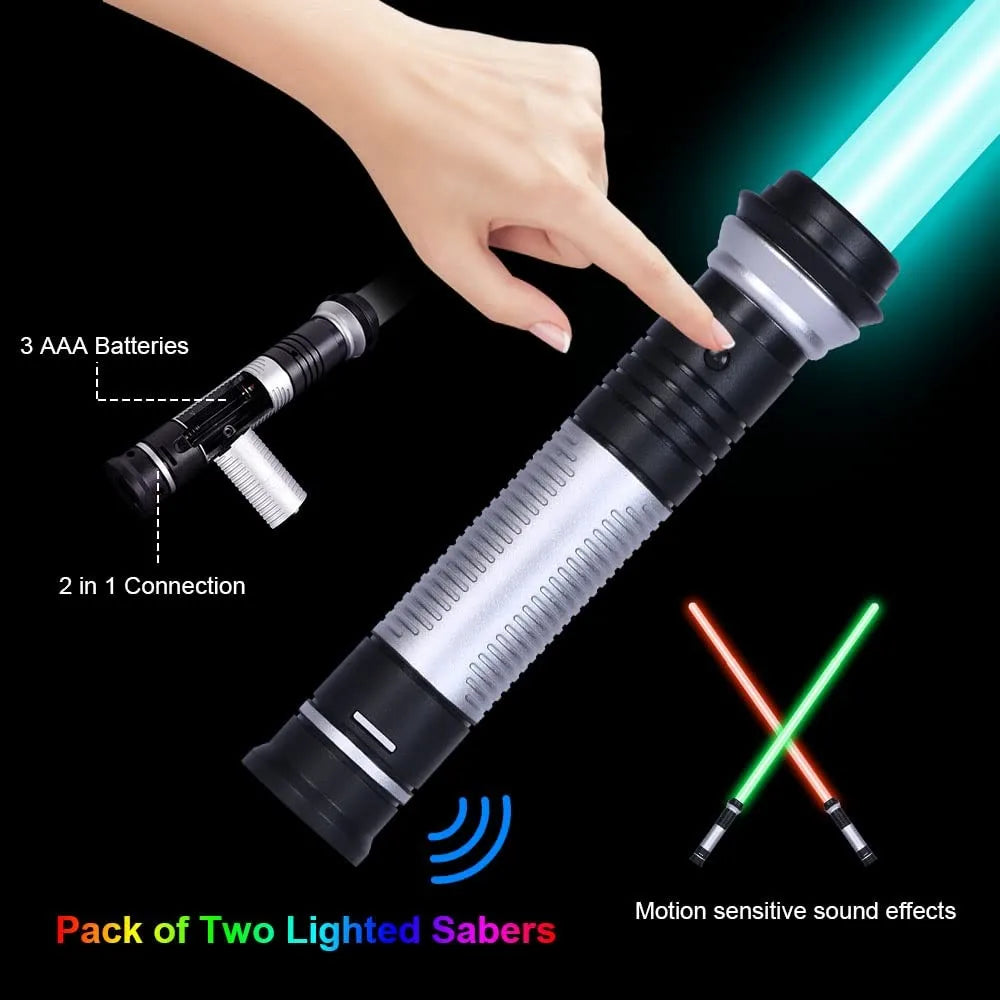 2pcs Led Light Up Saber with Sound 7 Colors Lightsaber Light Sword for Star War Fighters & Warriors Cosplay Luminous Weapon Toy