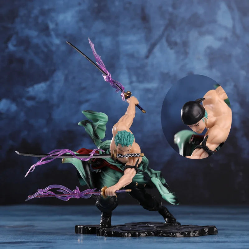 One Piece Roronoa Zoro Three Thousand Worlds Pop Action Figure Double Headed Three Sword Style Pvc Boxed Model Ornament