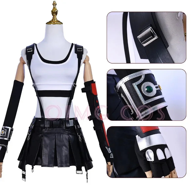 Tifa Lockhart Cosplay Costume Carnival Uniform Wig Anime Halloween Costumes Game Women