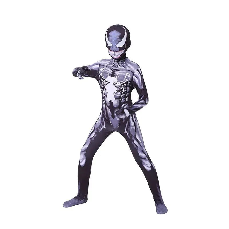 Halloween Role‑Play Bodysuit Stretchy Full Jumpsuit With Headcover Hero Themed Outfit For Cosplay Enthusiasts