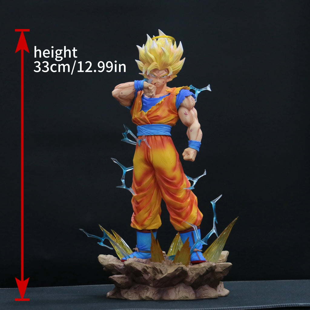 JJ Dragon Ball Z Son Goku Ssj2 Figure Led Base Super Saiyan 2 Goku Pvc Action Figures 33cm/12.99inch Collection Model Toys Gifts