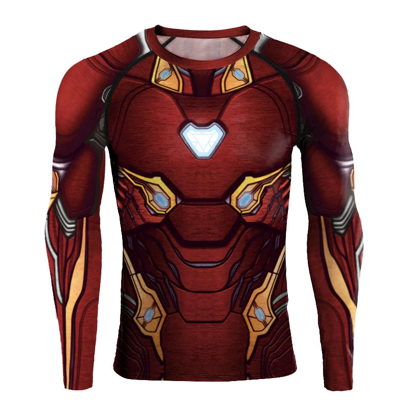[You're My Secret] Anime Superhero Cosplay Costume Long Sleeves Armor Print Compression Shirt Workout Fitness Summer Clothing