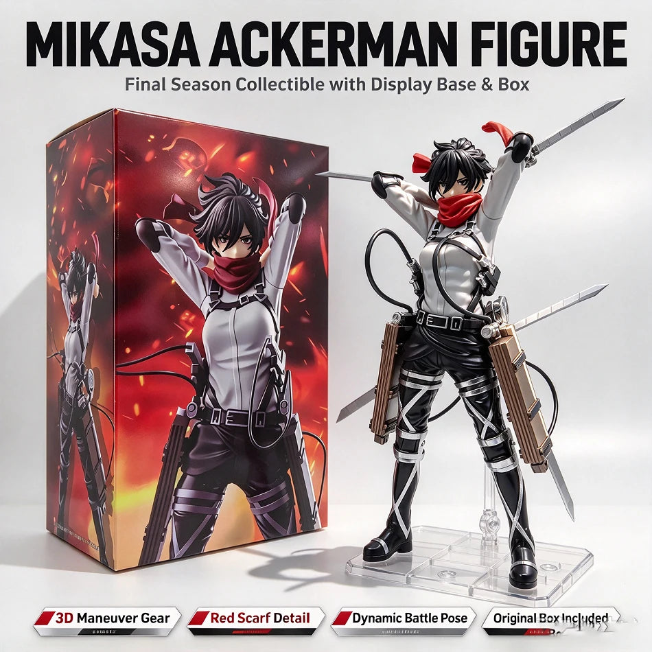 21cm Anime Attack on Titan Figure Eren Jaeger & Mikasa Ackerman Action Figures Model  PVC Collectible Figurine Doll Toys Gifts