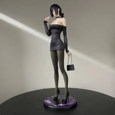Anime Reze Character Figure Black Off-shoulder Dress PVC Statue Model Desktop Ornament Collectible Figurine Gift for Anime Fans