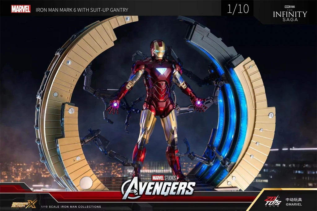 ZD Toys Iron Man MK6 With Suit-up Gantry MK4 With Suit-up Gantry Action Figure Iron Patriot Adult Collection Figure Gift