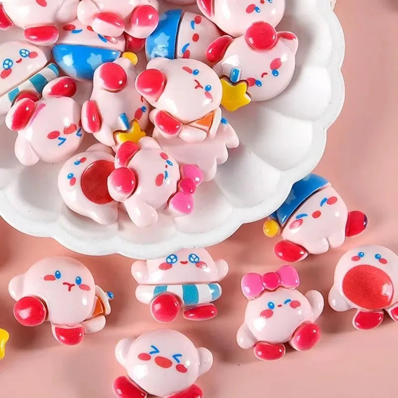 6Pcs/Set Cartoon Cute Anime Figure Mini Kawaii Star Kirby Ear Studs Hairpin Nail Decoration Water Cup Case Resin DIY Accessories