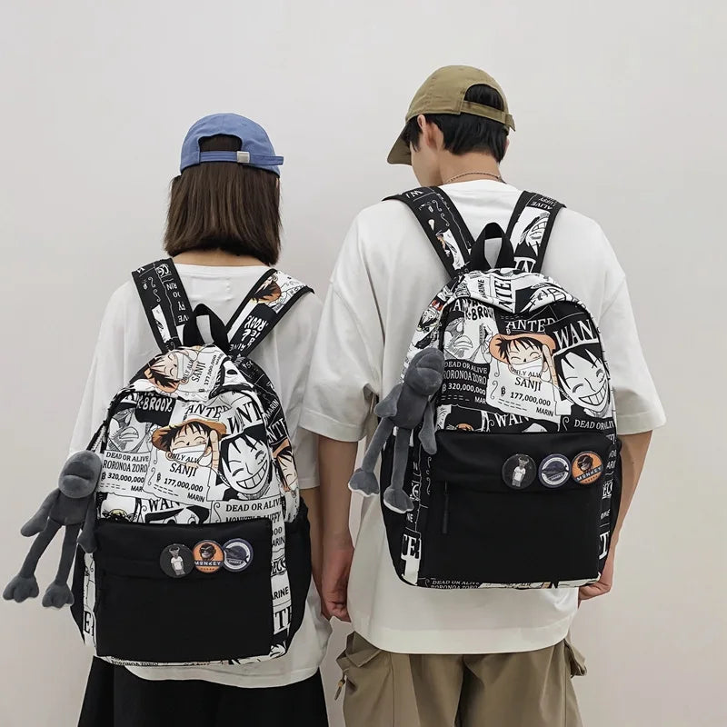 One Piece Anime Backpack Cartoon Luffy Printed Schoolbag Man Fashion Unisex Backpacks Travel Bag for Students Teens Laptop Bags