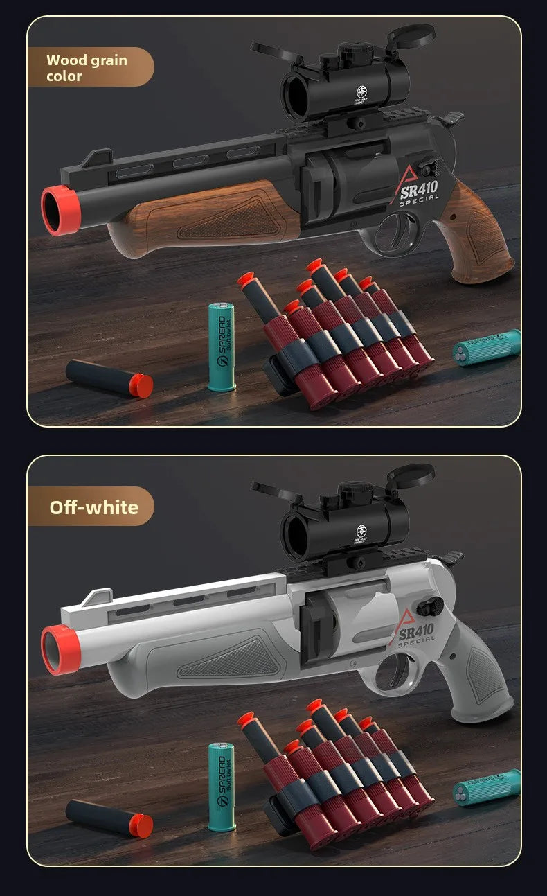 Shell Ejecting Soft Dart Revolver Toy Gun Rotatable Cylinder Manual Loading Foam Bullet Blaster Continuous Shooting Game Gift