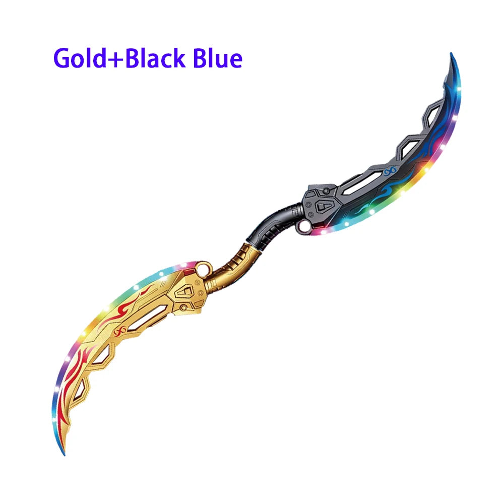 Lightsaber Sword Toy Dual Splicable Luminous Moon Blade with Sound Effect 7 Adjustable RGB Light Modes for Cosplay Party Gift