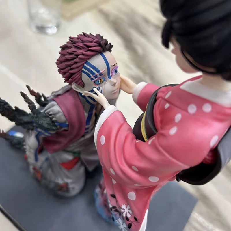 27cm Demon Slayer Gk Popart Akaza & Koyuki Cherry Blossom Scene Desktop Ornament Model Figure Anime Collectible Periphery Gift