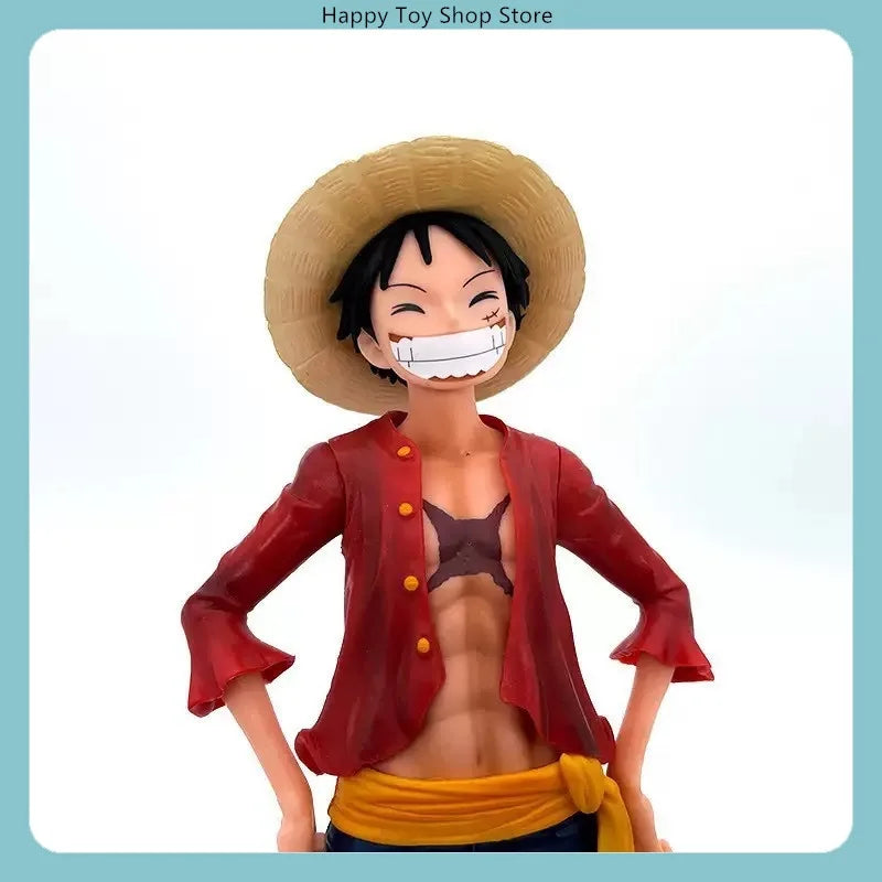 One Piece Luffy Smiling Face Standing Pose Large & Small Size Anime Figure Statue Desktop Decoration Gift Set