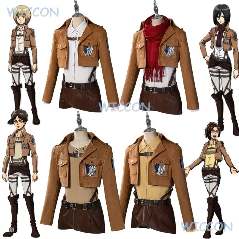 Anime Attack Cos On Titan Eren Jaeger Mikasa·Ackerman Cosplay Armin Arlert Hange Zoe Costume Survey Corps Full Set Women Men Cos