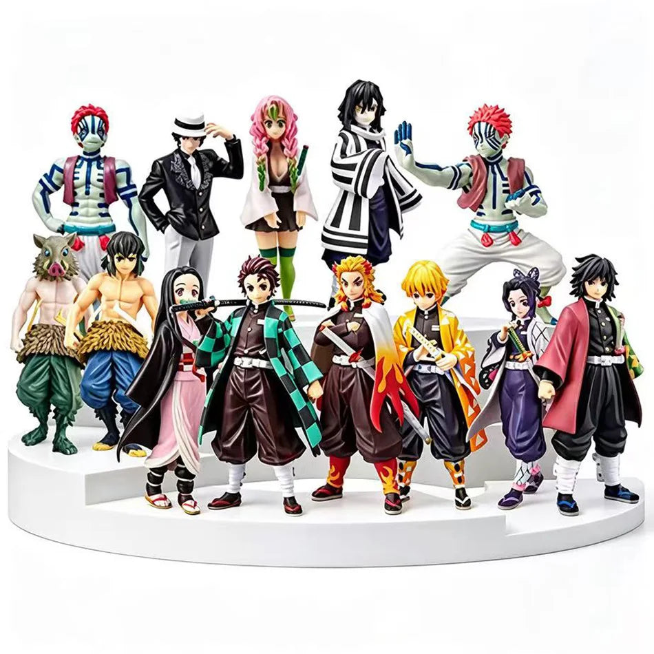 Demon Slayer Kimetsu no Yaiba Figure Kamado Tanjirou Agatsuma Zenitsu Nezuko PVC Model Toys Anime Character Warrior Figure