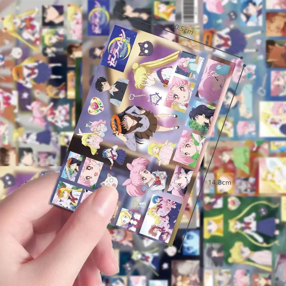8 pcs Sailor Moon anime cut film cute girl heart water ice moon sticker kawaii cartoon animation collage waterproof sticker gift