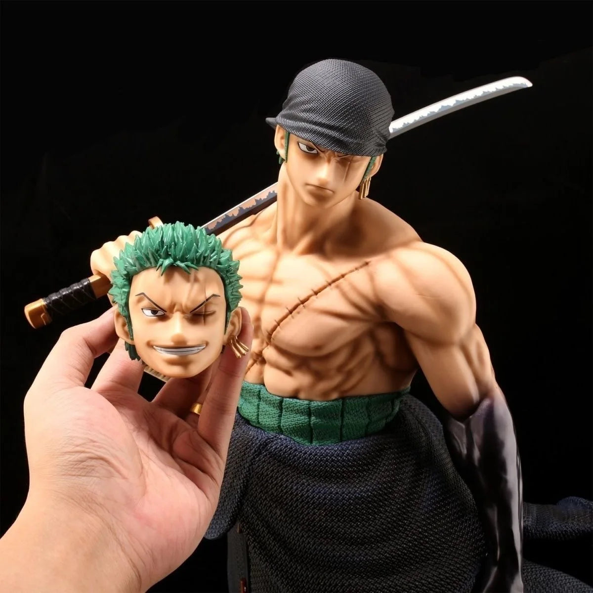 One Piece Anime Large 50cm Five-Headed Eagle Carrying Knife Domineering Zoro Collectible Statue Model Figure Ornament Gifts