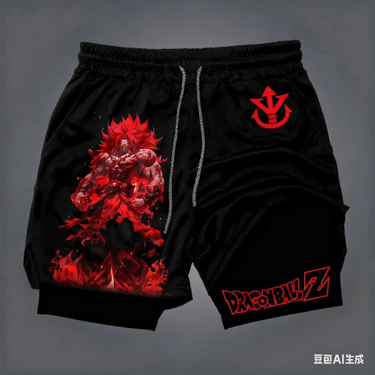 Dragon Ball Men's Double-layer Shorts Broly Summer Anime Fake Two-piece Sports Fitness Quick-drying Shorts Trendy Y2k Pants