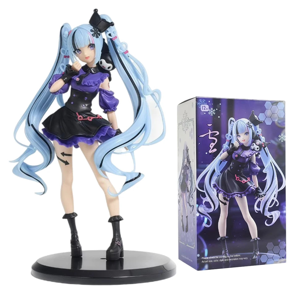 21CM Hatsune Miku X Cinnamoroll Raccoon Demon Kuromi Kawaii Anime Peripheral Figure PVC Action Figure Model Doll Toy Gift