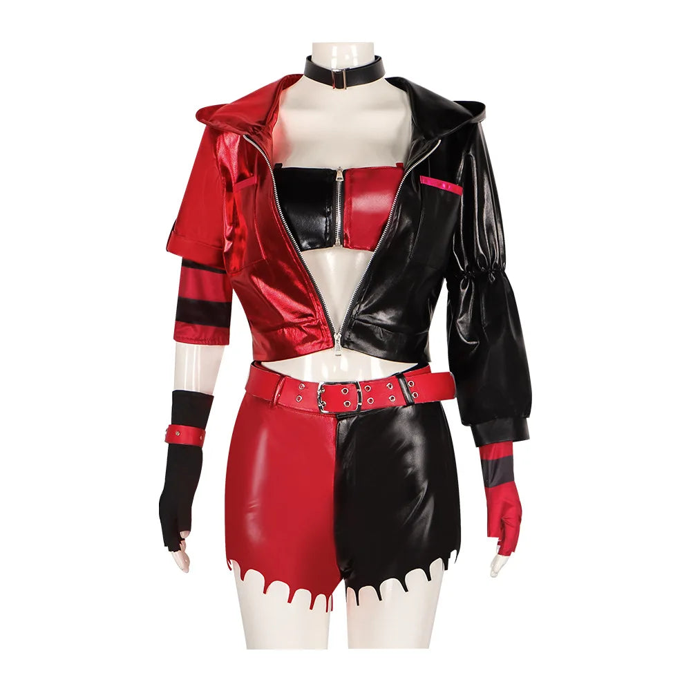 Anime Clown Harle Cosplay Costume Anime Quinzel Suicide Isekai Joker Girl Squad Uniform Wig Set Halloween Party Outfit for Women