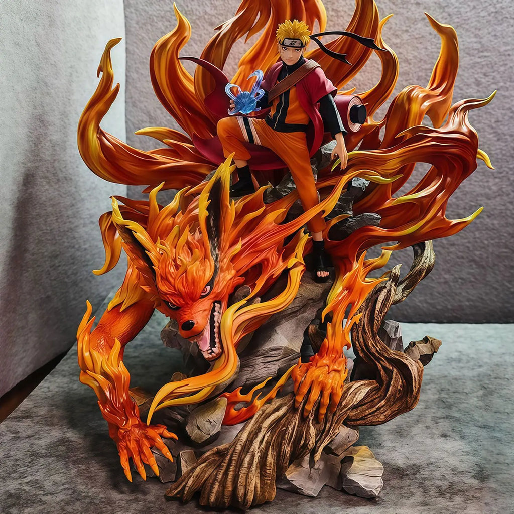 41cm Anime Figure Naruto GK Sennin Mode Naruto Kurama Action Figure Ten Years Hundred Ninja Statue Collect Model Toy Decor Gift