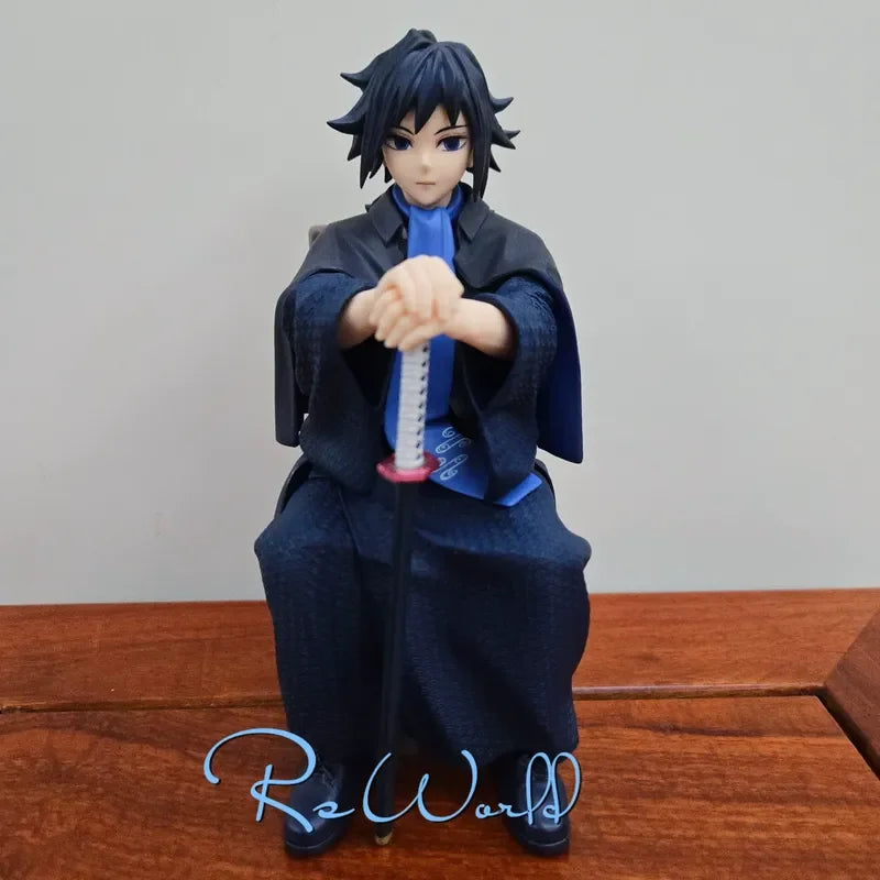 2pcs Demon Slayer Tomioka Giyuu Rengoku Kyojuro Sitting Bachelor Gown Anime Figure Set Home Ornament Collectable Model Toy Gifts
