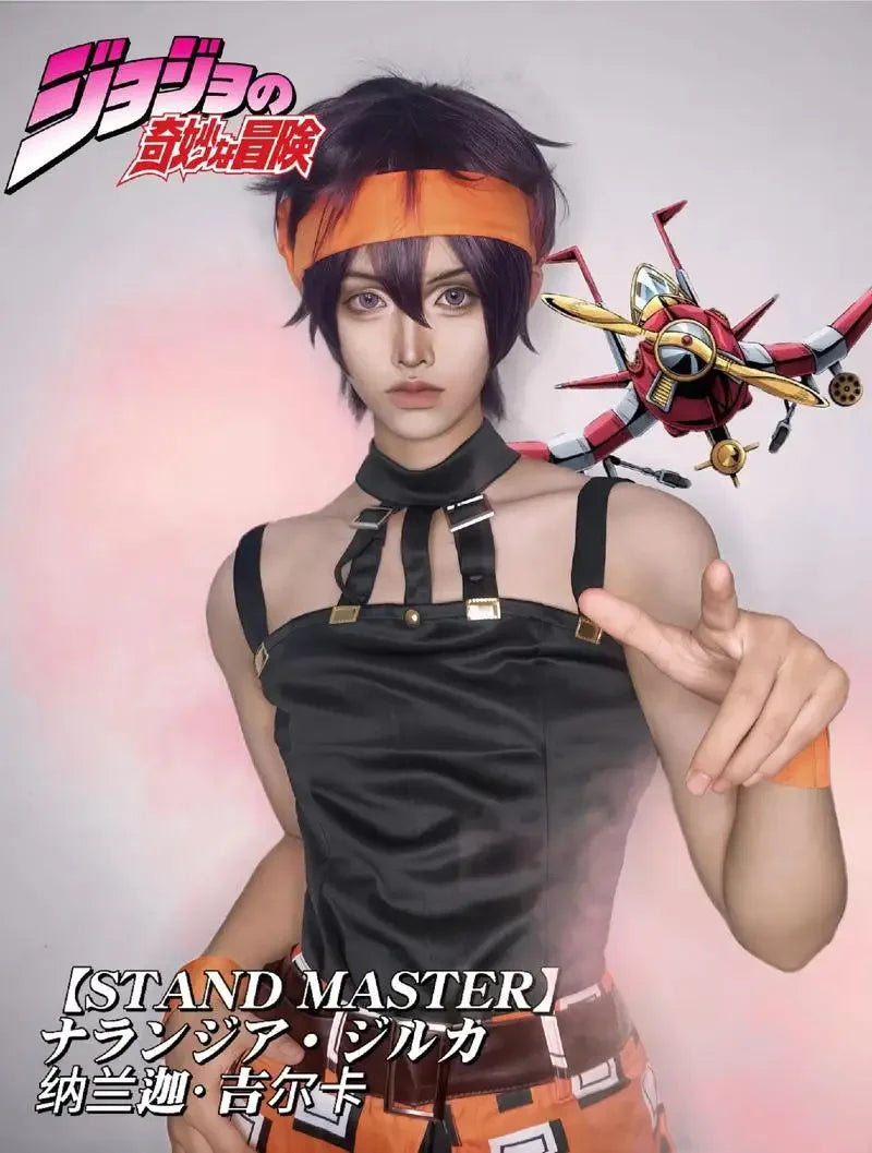JOJO Narancia Ghirga Cosplay Costume Wig Anime Ghirga Narancia Fancy Outfit Full Set Halloween Carnival Party Women Cos Uniform