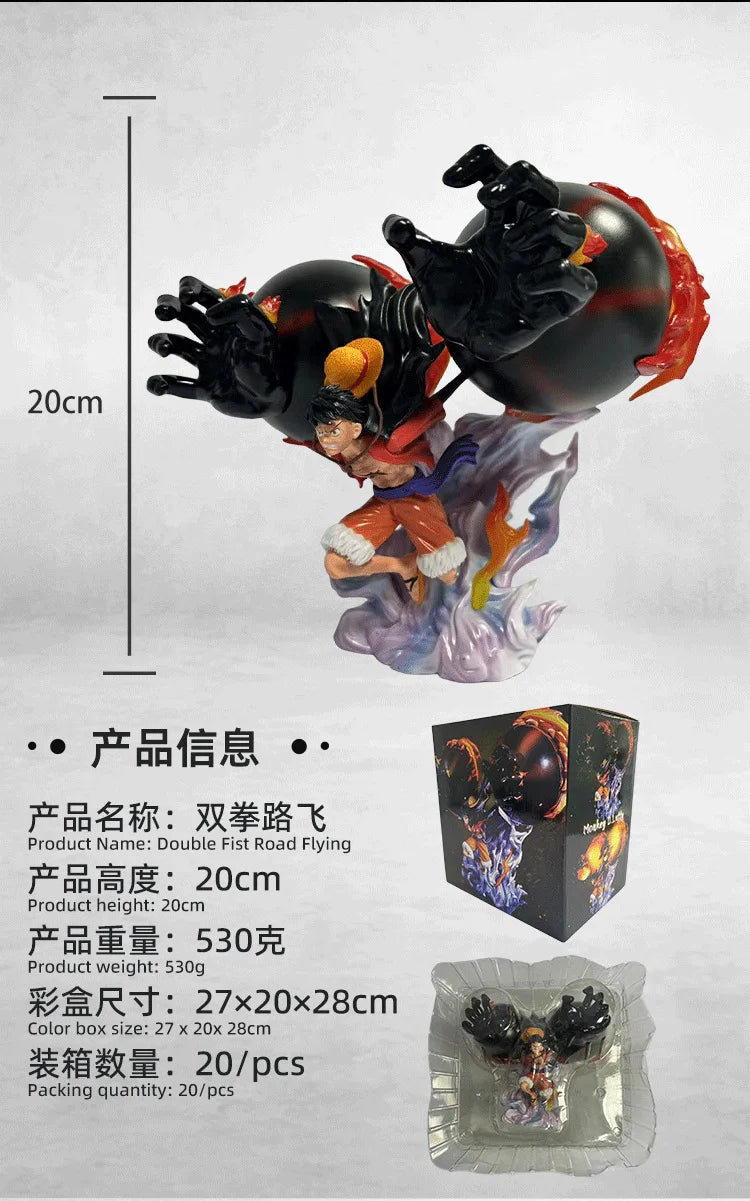 One Piece GK Luffy Double Fist Gear Third Grizzly Magnum Figure, Straw Hat Pirates Full Form Scene Model Collectible