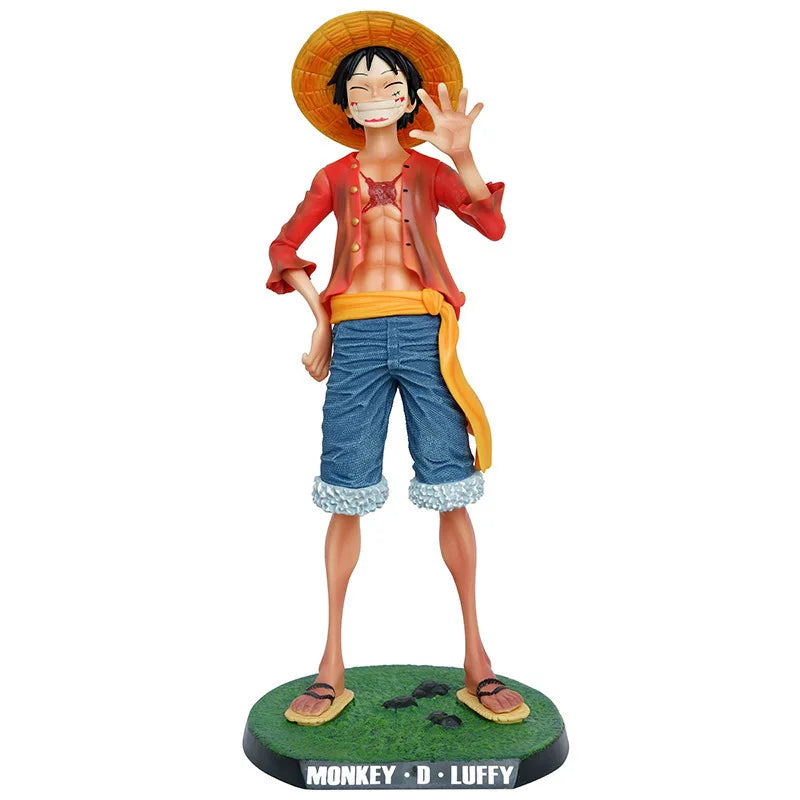 One Piece Luffy Smiling Face Standing Pose Large & Small Size Anime Figure Statue Desktop Decoration Gift Set