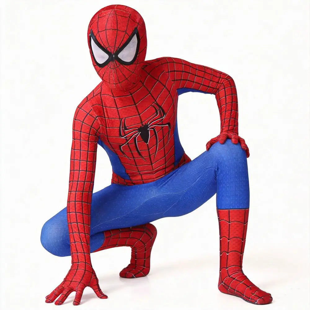 Halloween Role‑Play Bodysuit Stretchy Full Jumpsuit With Headcover Hero Themed Outfit For Cosplay Enthusiasts