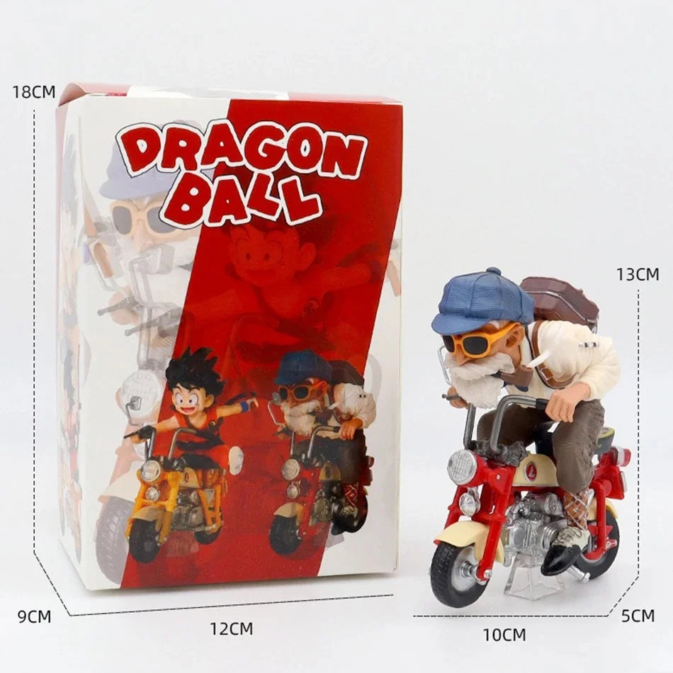 New 13cm Dragon Ball Z Anime Figure Son Goku Master Roshi Locomotives PVC Action Kame Sennin Motorcycle Toys for Children