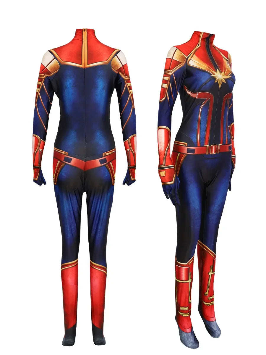 Movie Captain Cosplay Costume Women Superhero Cos Stage Jumpsuit Halloween Carnival Role Play Party Zentai Kids Adult bodysuit