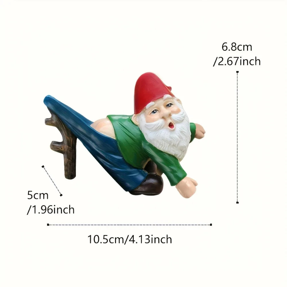 1pc New casual dwarf elderly funny pants hanging upside down with exposed buttocks design, statue resin bonsai pendant
