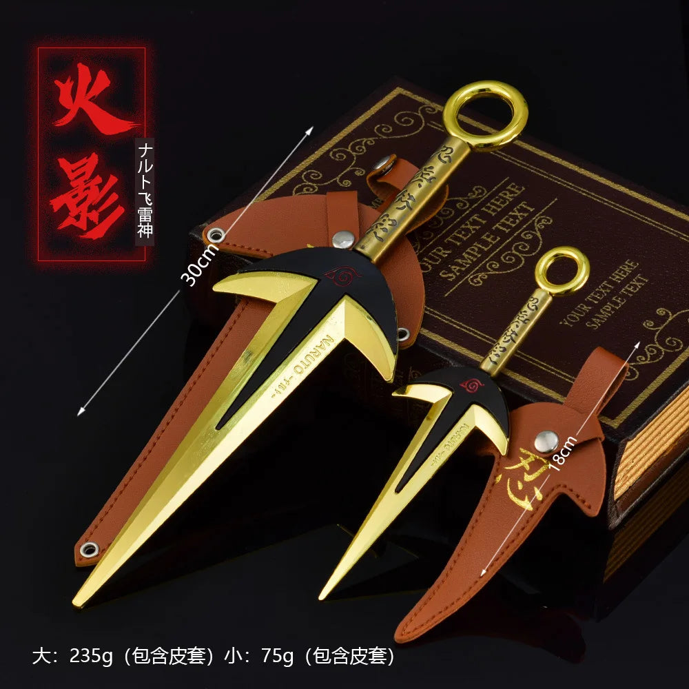 18cm/30cm Naruto Namikaze Minato Weapon The Art of FlyThunder God Kunai Metal Craft Model with Holster Desk Ninja Ornaments Toys