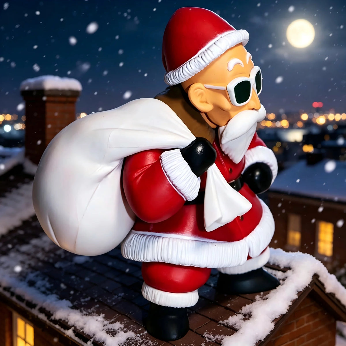 Christmas Anime Collectible Figure Set, Roshi & Chopper Santa Sled PVC Statue Model, Desktop Decor, X‑mas Anime Fan Gift