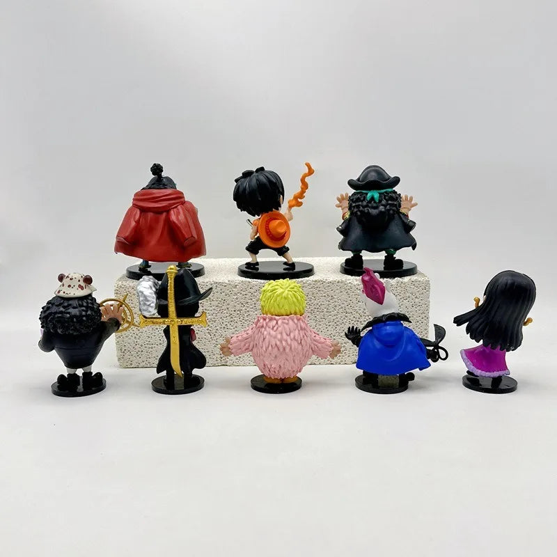 One Piece 8 mini stamps cartoon characters PVC collection seal ornaments gifts
