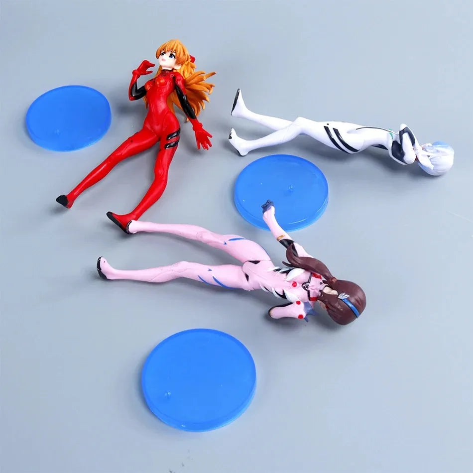 3Pcs/set  Neon Genesis EVANGELION Anime Figure Eva Ayanami Rei Asuka Langley Soryu Makinami PVC Action figure Toys Model Collec