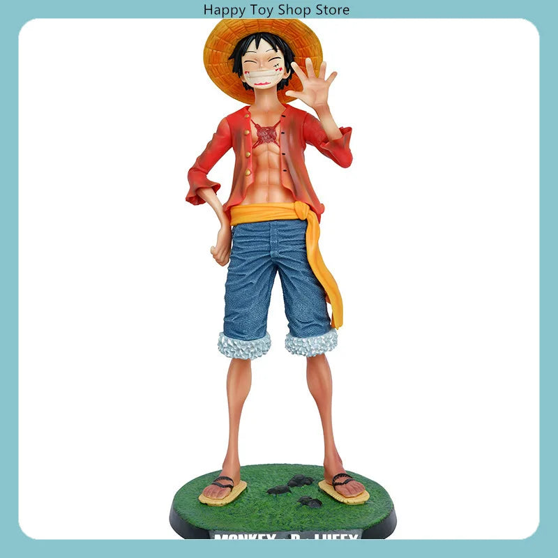 One Piece Luffy Smiling Face Standing Pose Large & Small Size Anime Figure Statue Desktop Decoration Gift Set