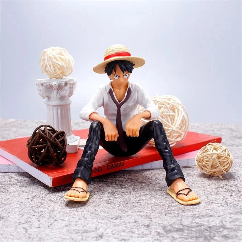 12cm One Piece Anime Figure Luffy Sitting Position Action Figure PVC Model Collection Statue Figurine Doll Toy For Birthday Gift