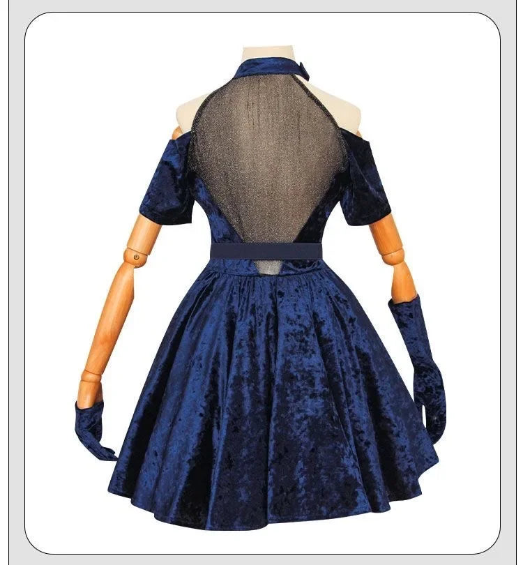 Mizi Cosplay Costume Anime Alien Stage Cosplay Costume Pink Gradient Blue Purple long hair Stage costume Velvet Dress