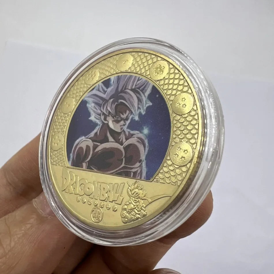 10CPS2026 New Dragon Ball Z 10th Anniversary Coin Keychain Metal Crafts Die-casting Sticker Badge Bag Pendant Accessories