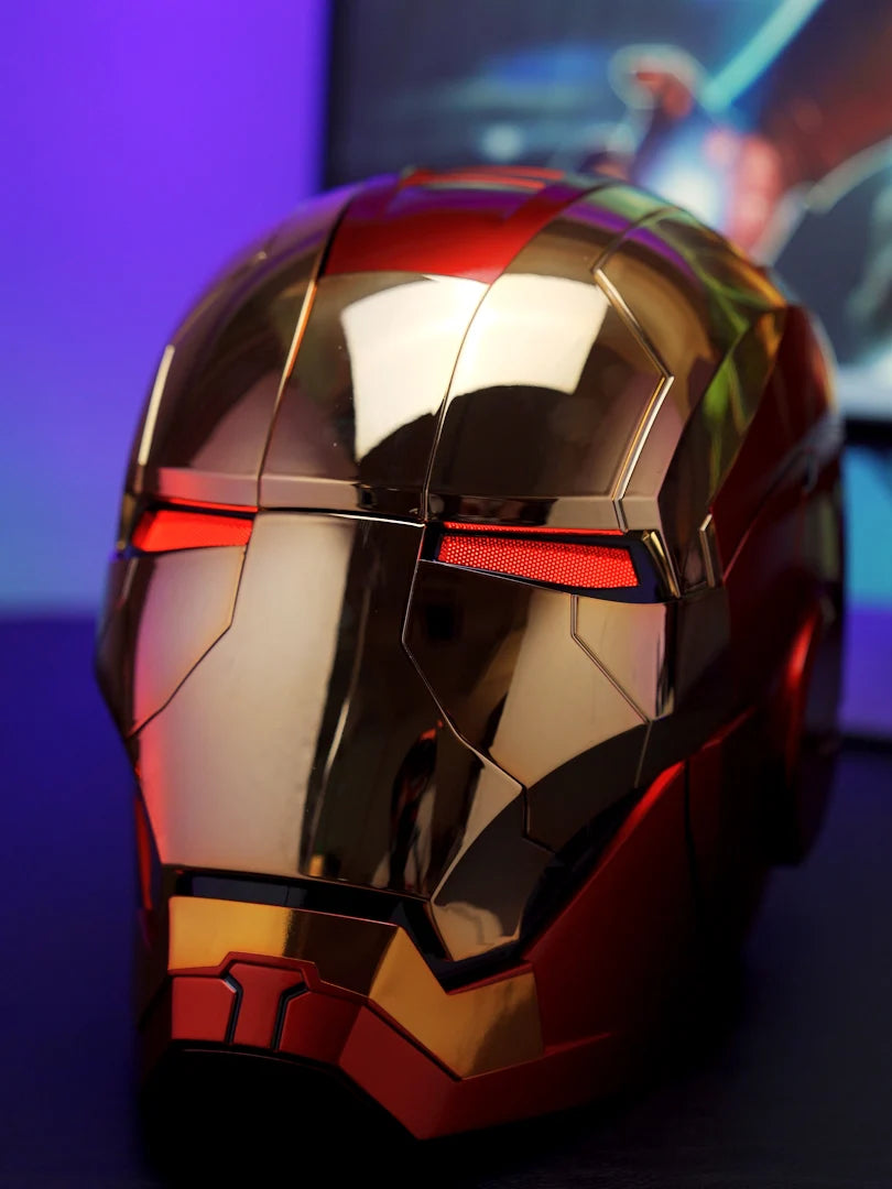 Marvel 1:1 Iron Man Mk5 Jarvis Helmet Remote Voice Control Auto Helmet Mask With Led Light Figure Boy Christmas Birthday Gift
