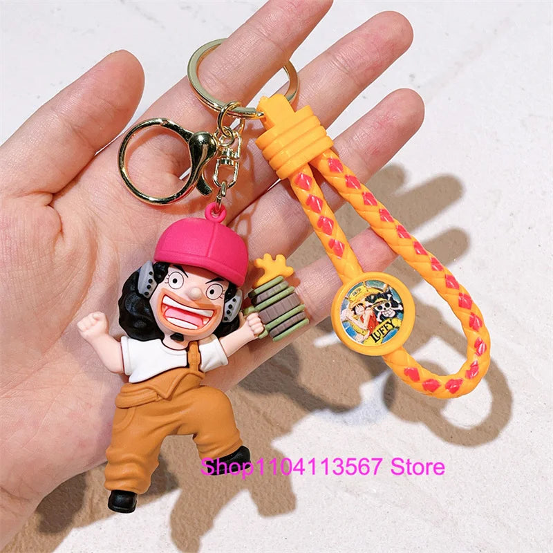 One Piece Luffy Keychain Monkey D. Luffy Roronoa Zoro Cartoon Character Ornament Key Bag Pendant Clothing Accessories