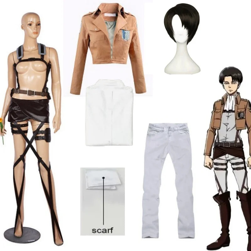 Anime Attack on Titan Levi Ackerman Mikasa Eren Jaeger Soldier Commander Cosplay Suit  Belt Investigation Corps Freedom Wings