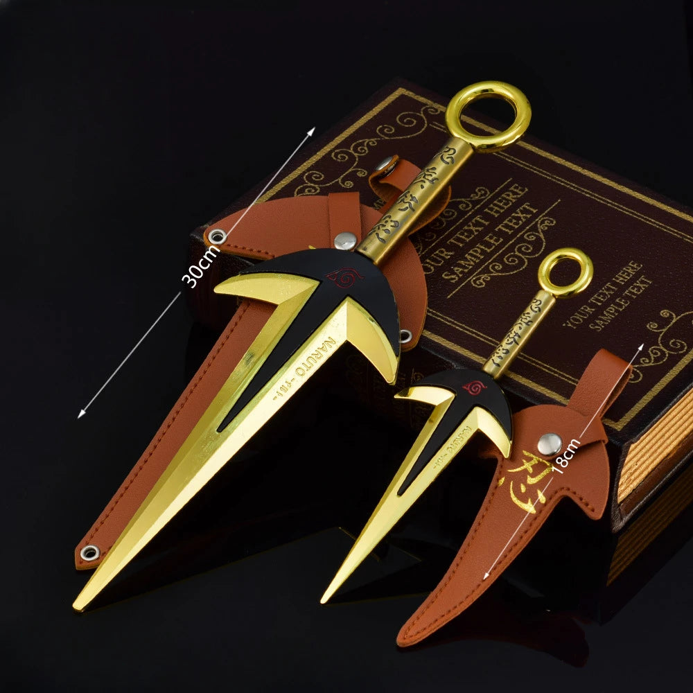 18cm/30cm Naruto Namikaze Minato Weapon The Art of FlyThunder God Kunai Metal Craft Model with Holster Desk Ninja Ornaments Toys