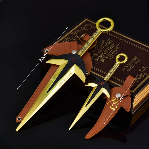 18cm/30cm Naruto Namikaze Minato Weapon The Art of FlyThunder God Kunai Metal Craft Model with Holster Desk Ninja Ornaments Toys