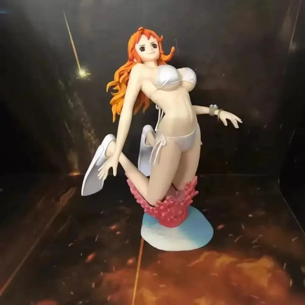 15CM Nami Figure One Piece Anime Action Figures Creator Swimsuit Kneeling Position Toy Gift Collection Decoration Ornaments PVC