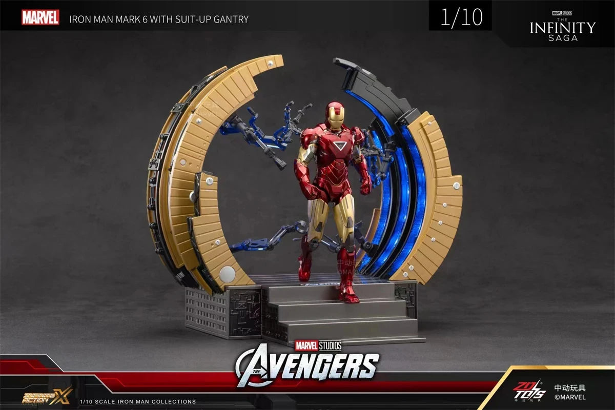 ZD Toys Iron Man MK6 With Suit-up Gantry MK4 With Suit-up Gantry Action Figure Iron Patriot Adult Collection Figure Gift